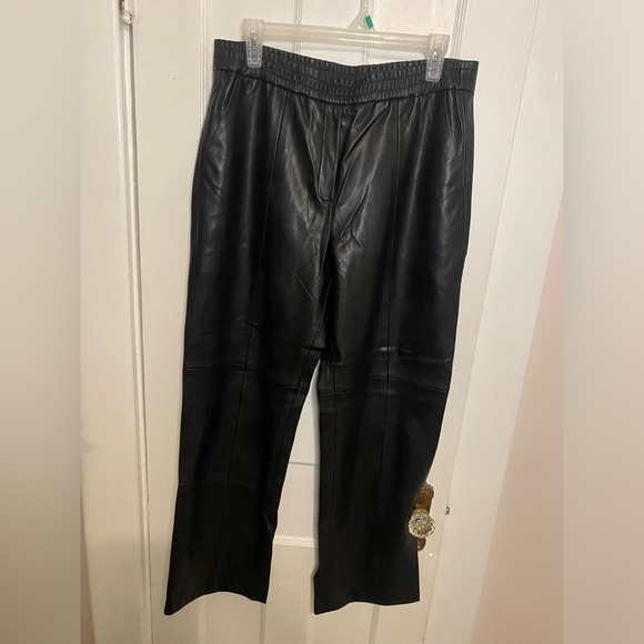 Faux leather pull on straight leg pants - Picture 1 of 5